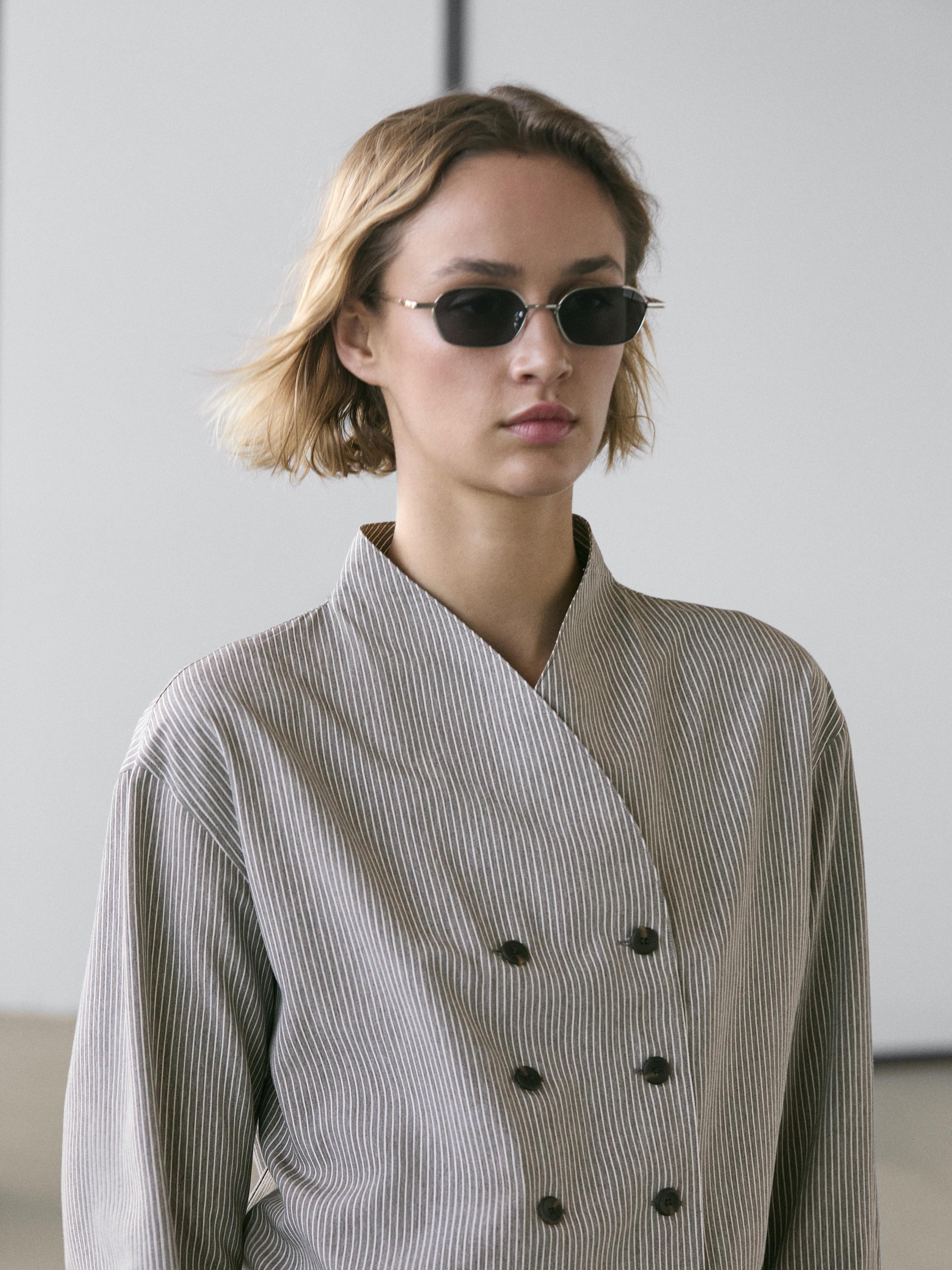 Striped flowing shirt with button details